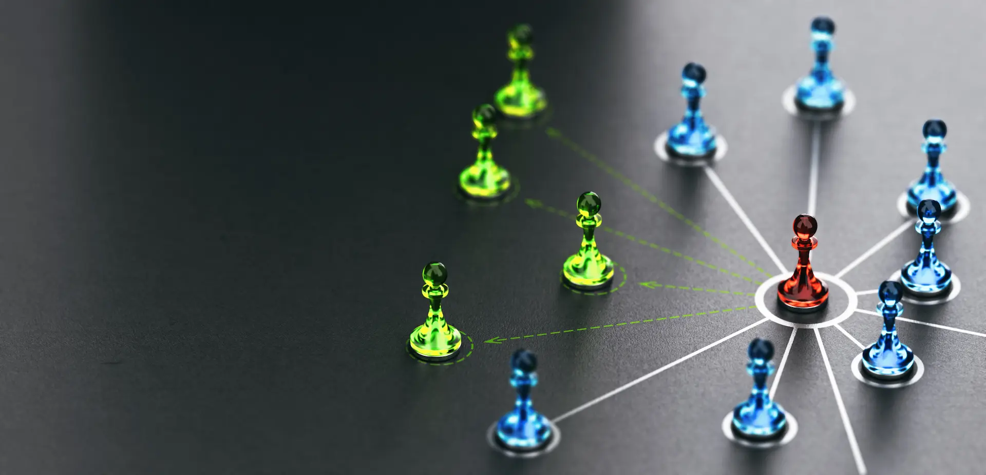 Strategic leadership and organizational network management concept illustrating business decision-making and stakeholder coordination.